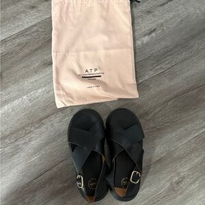 ATP Atelier Black Leather Sandals made in Italy platform